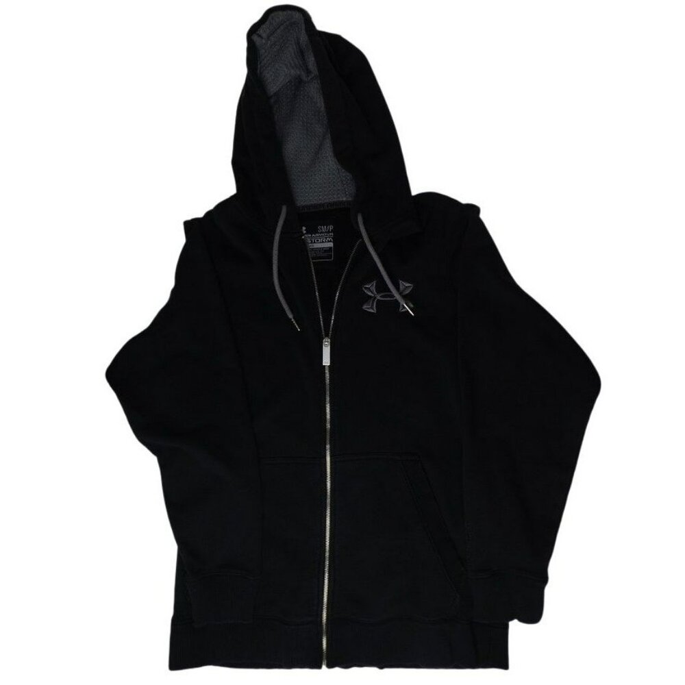 Under Armour Hoodie Mens Heavy Duty Hooded Sweatshirt Jacket size Small    JH822